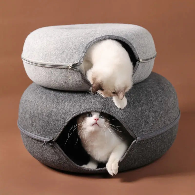 Donut Shaped Cat Beds With Tunnel.