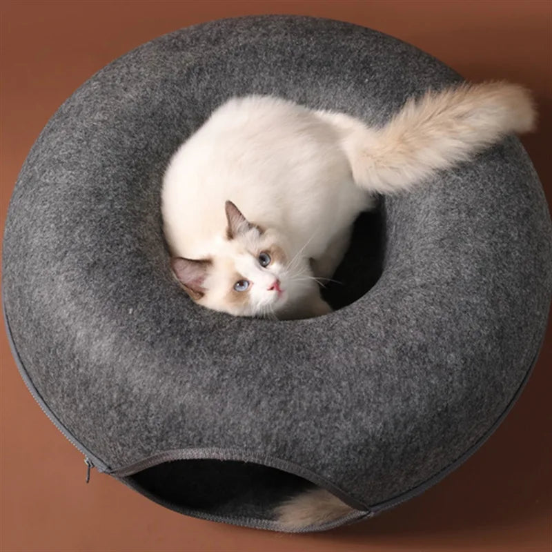 Donut Shaped Cat Beds With Tunnel.