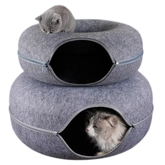 Donut Shaped Cat Beds With Tunnel.