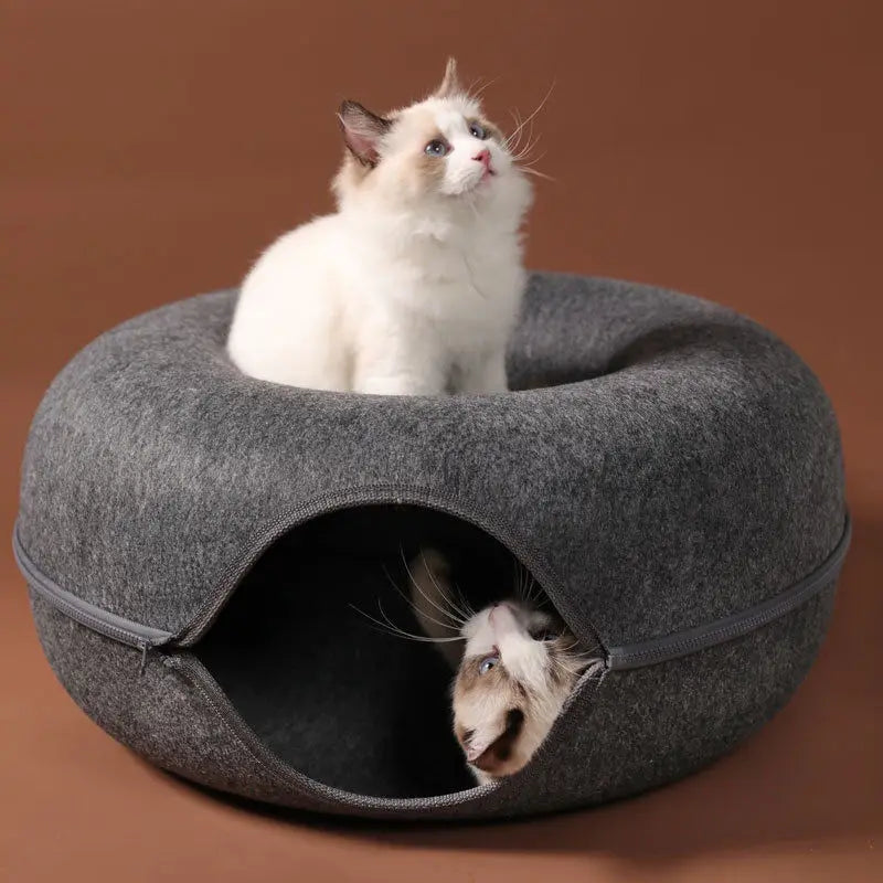 Donut Shaped Cat Beds With Tunnel.